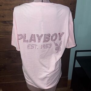 NWT PLAYBOY Oversized Pink Rhinestone T-Shirt